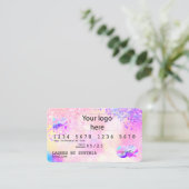 Holograph Pastel unicorn Modern Credit Kaart LOGO Visitekaartje (Staand voorkant)