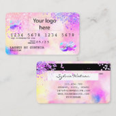 Holograph Pastel unicorn Modern Credit Kaart LOGO Visitekaartje (Voorkant / Achterkant)