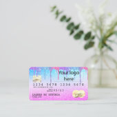 Holograph Pastel unicorn Modern Credit Kaart LOGO Visitekaartje (Staand voorkant)