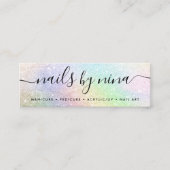 Holograph regenboog glitter elegante script handte mini visitekaartje (Voorkant)