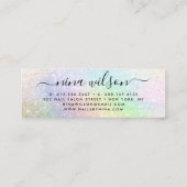 Holograph regenboog glitter elegante script handte mini visitekaartje (Achterkant)