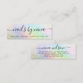 Holograph regenboog glitter elegante script handte mini visitekaartje (Voorkant / Achterkant)