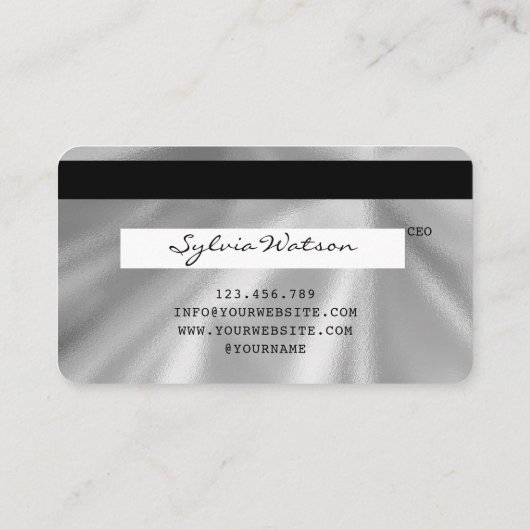 Holograph Silver Foil Modern Credit Kaart Style Visitekaartje (Achterkant)