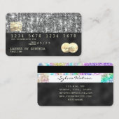 Holograph silver glitter Modern Credit Kaart Visitekaartje (Voorkant / Achterkant)