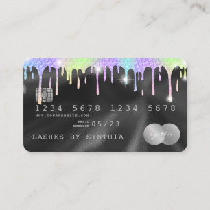 Holograph Silver Unicorn Dripping Credit Kaart Las Visitekaartje