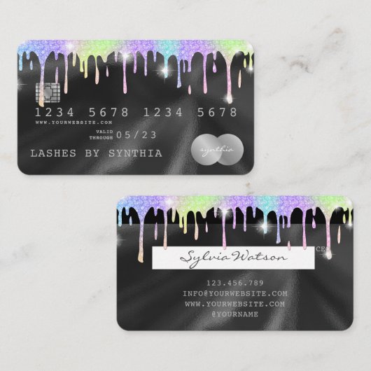 Holograph Silver Unicorn Dripping Credit Kaart Las Visitekaartje (Voorkant / Achterkant)