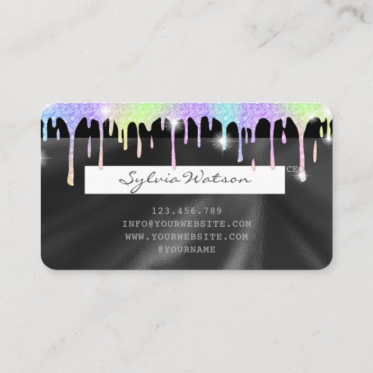 Holograph Silver Unicorn Dripping Credit Kaart Las Visitekaartje (Achterkant)
