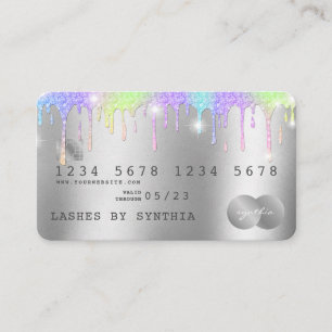 Holograph Silver Unicorn Dripping Credit Kaart Las Visitekaartje