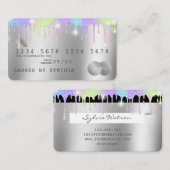 Holograph Silver Unicorn Dripping Credit Kaart Las Visitekaartje (Voorkant / Achterkant)