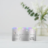 Holograph Silver Unicorn Dripping Credit Kaart Las Visitekaartje (Staand voorkant)