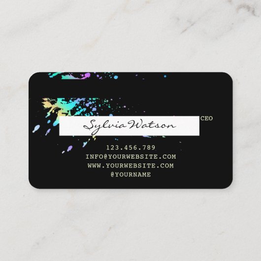 Holograph Splash Modern Credit Kaart Visitekaartje (Achterkant)