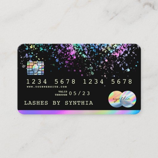 Holograph Splash Modern Credit Kaart Visitekaartje (Voorkant)