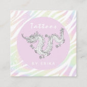 Holograph Tiger Stripe White Dragon Tattoo Artist Vierkante Visitekaartje (Voorkant)