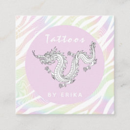 Holograph Tiger Stripe White Dragon Tattoo Artist Vierkante Visitekaartje