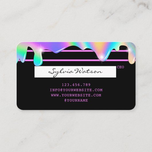 Holograph Unicorn Credit Kaart druppels Visitekaartje (Achterkant)
