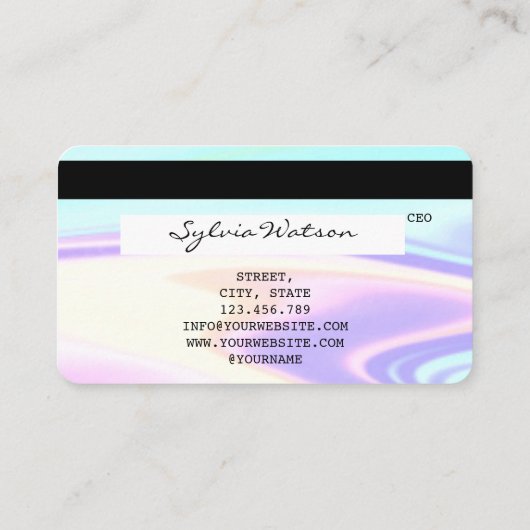 Holograph unicorn Credit Kaart Nail Tech Visitekaartje (Achterkant)