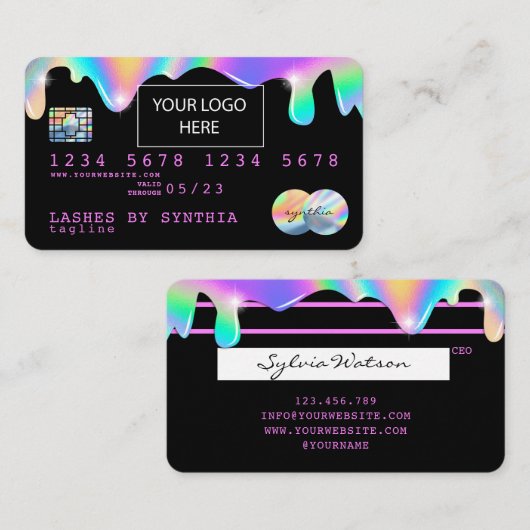 Holograph Unicorn Credit Kaart voeg uw logo toe Visitekaartje (Voorkant / Achterkant)