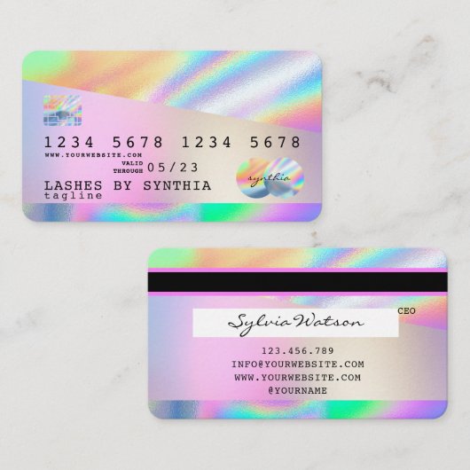 Holograph Unicorn Dripp Credit Kaart Visitekaartje (Voorkant / Achterkant)