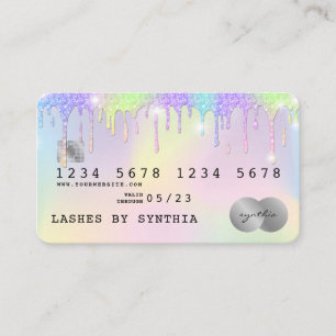 Holograph Unicorn Dripping Credit Kaart Lashes Visitekaartje