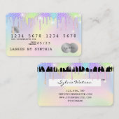 Holograph Unicorn Dripping Credit Kaart Lashes Visitekaartje (Voorkant / Achterkant)