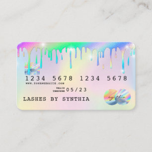 Holograph Unicorn Dripping Credit Kaart Lashes Visitekaartje