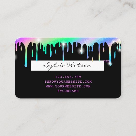 Holograph Unicorn Dripping Credit Kaart Lashes Visitekaartje (Achterkant)