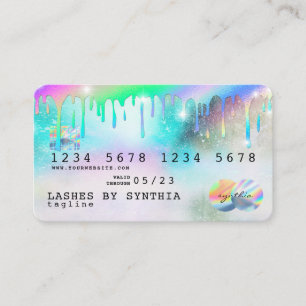 Holograph Unicorn Dripping Credit Kaart Lashes Visitekaartje