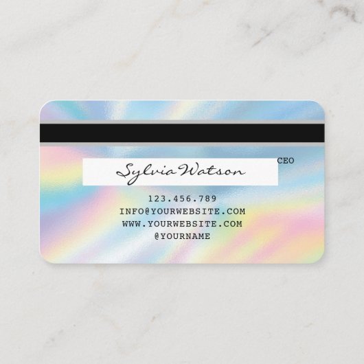 Holograph Unicorn Drips Credit Kaart wimpers Visitekaartje (Achterkant)
