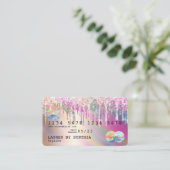 Holograph Unicorn Drips Modern Credit Kaart Style Visitekaartje (Staand voorkant)