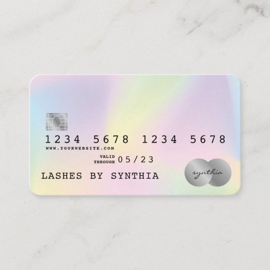 Holograph Unicorn Modern Credit Kaart Style Visitekaartje (Voorkant)