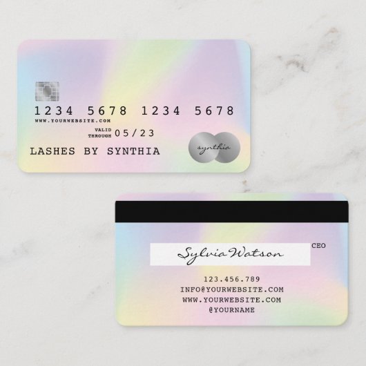 Holograph Unicorn Modern Credit Kaart Style Visitekaartje (Voorkant / Achterkant)