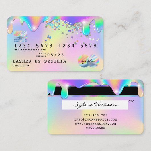 Holograph Unicorn Modern Credit Kaart Style Visitekaartje (Voorkant / Achterkant)