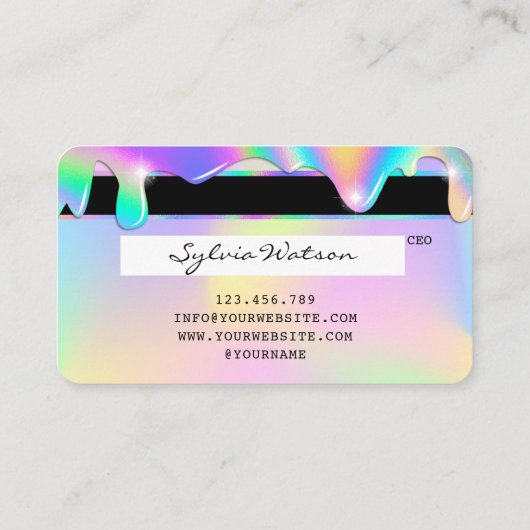 Holograph Unicorn Modern Credit Kaart Style Visitekaartje (Achterkant)