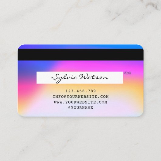 Holograph Unicorn Modern Credit Kaart Style Visitekaartje (Achterkant)