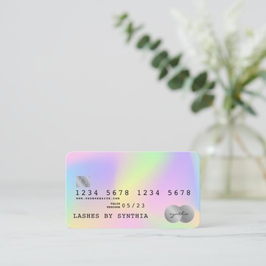 Holograph Unicorn Modern Credit Kaart Style Visitekaartje (Staand voorkant)