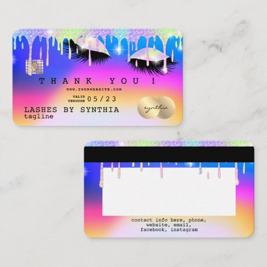 Holograph Unicorn Modern Creditcard Visitekaartje (Voorkant / Achterkant)