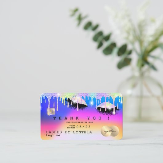 Holograph Unicorn Modern Creditcard Visitekaartje (Staand voorkant)