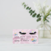 Holograph Unicorn Pink Credit Kaart wimpers Visitekaartje (Staand voorkant)