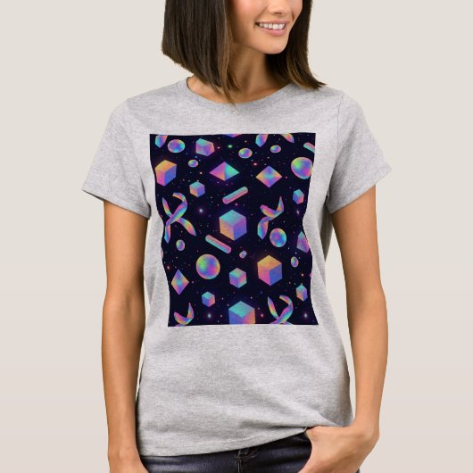 Holographic 3D Geometric Space Aesthetic Tee T-shirt (Voorkant)
