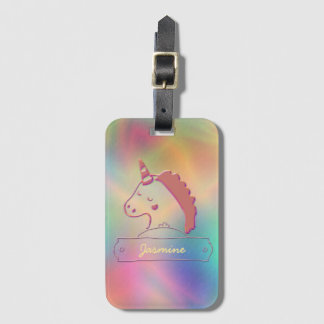 Holographic 3D Unicorn Custom Name Bagagelabel
