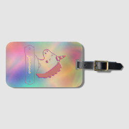 Holographic 3D Unicorn Custom Name   Bagagelabel