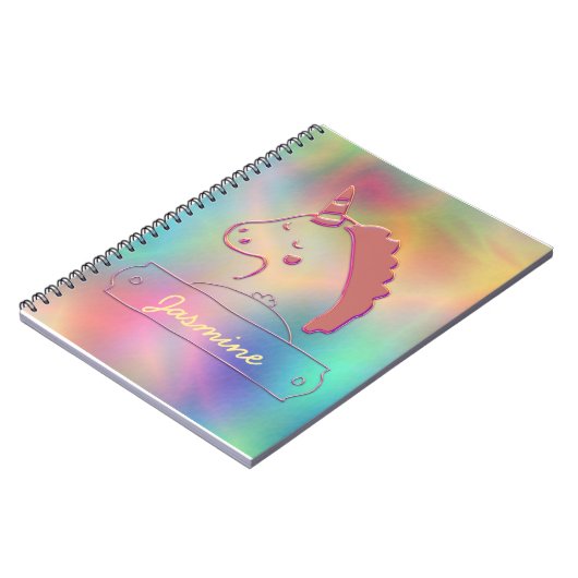 Holographic 3D Unicorn Custom Name Notitieboek (Linkerzijde)