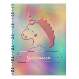 Holographic 3D Unicorn Custom Name Notitieboek
