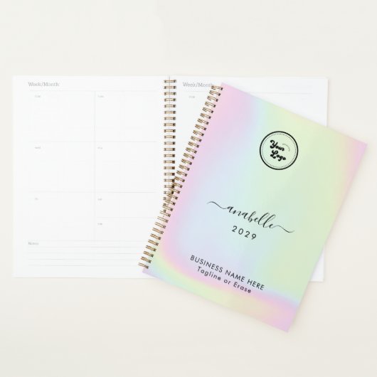 Holographic Add Name Year Custom Business Logo Planner (Display)