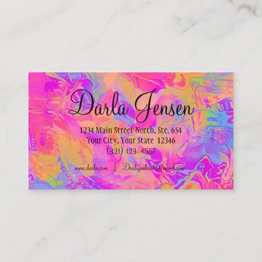 Holographic Background Moderne Elegant Script Visitekaartje (Achterkant)