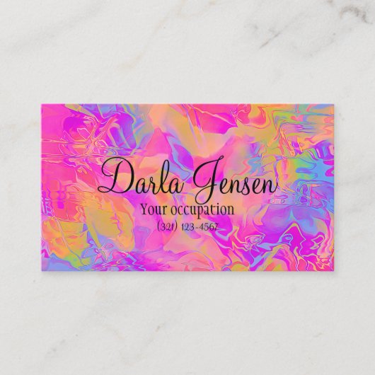 Holographic Background Moderne Elegant Script Visitekaartje (Voorkant)