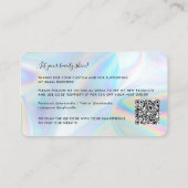 Holographic Beauty Salon QR Code Hartelijk dank Visitekaartje (Achterkant)