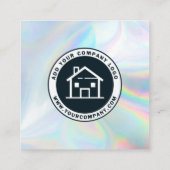 Holographic Business Logo Realtor QR Code toevoege Vierkante Visitekaartje (Achterkant)