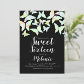 Holographic Butterflies Colorful Sweet Sixteen Kaart (Staand voorkant)
