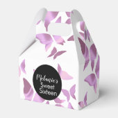 Holographic Butterflies roze Sweet Sixteen Bedankdoosjes (Voorkant Zijde)